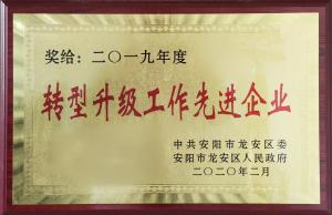 2019年度轉(zhuǎn)型升級工作先進(jìn)企業(yè)
